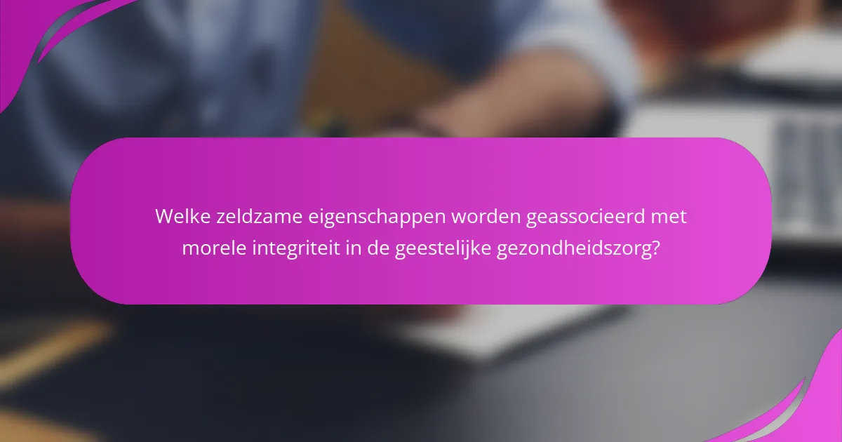 Welke zeldzame eigenschappen worden geassocieerd met morele integriteit in de geestelijke gezondheidszorg?