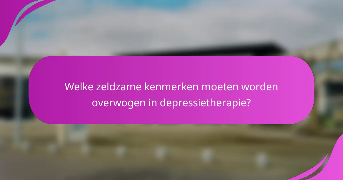 Welke zeldzame kenmerken moeten worden overwogen in depressietherapie?